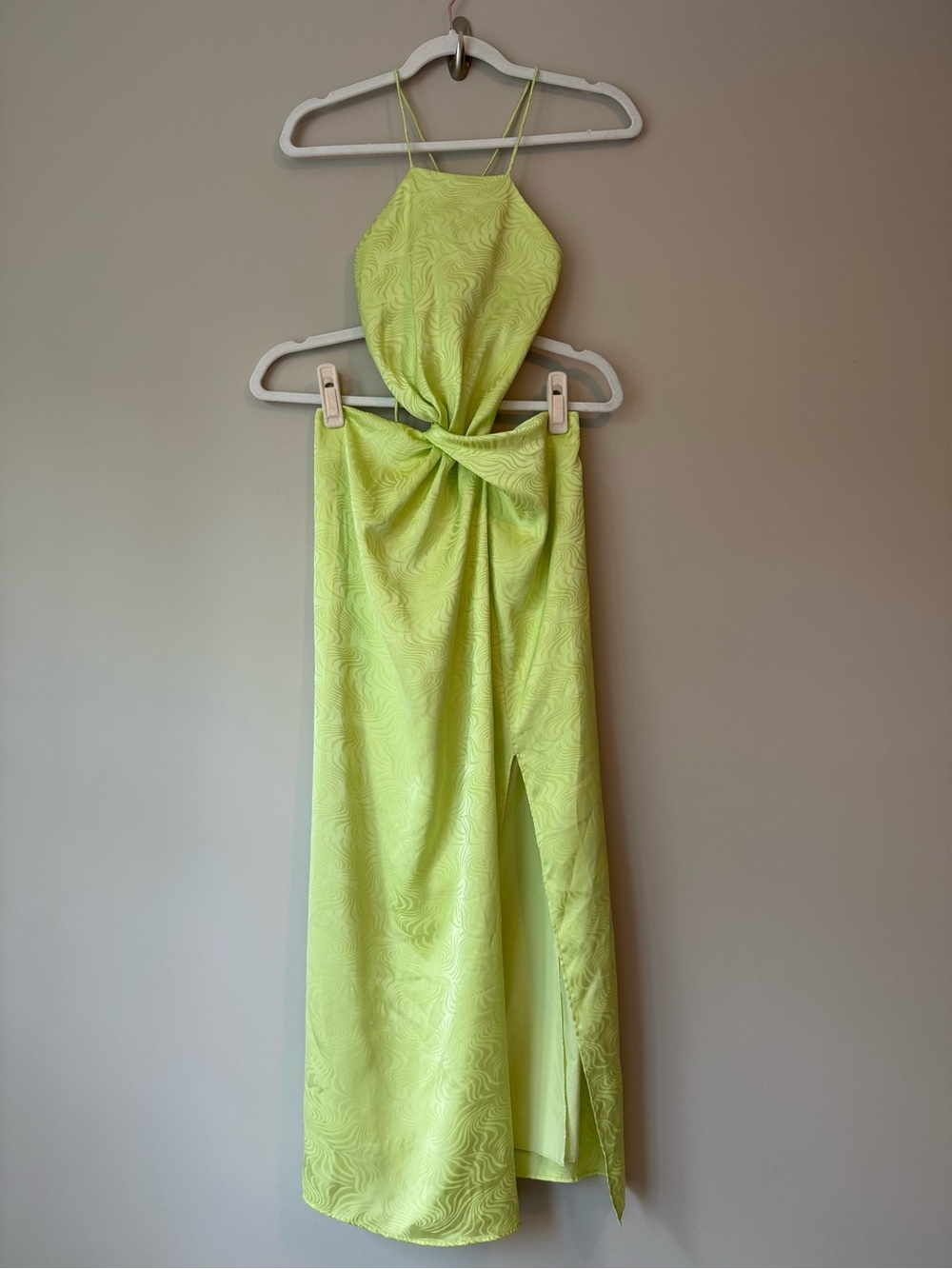 Ronny Kobo Collective Lime Green Cutout Maxi Dress Size 2 Twist Front